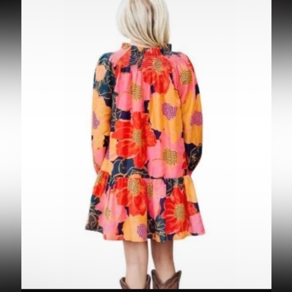 J Marie Floral Smocked Neck Dress - Picture 5 of 9